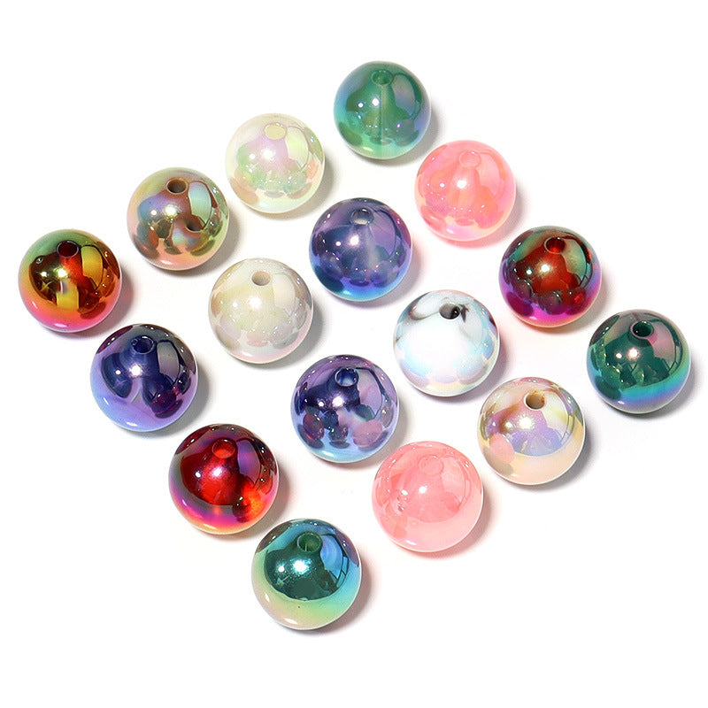 Wholesale Beads 16MM Acrylic Colorful Glass Round Straight Hole Beads 10pcs DIY OLY-BDS-JS001